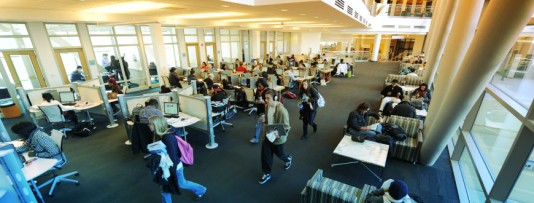 Image of students in a library